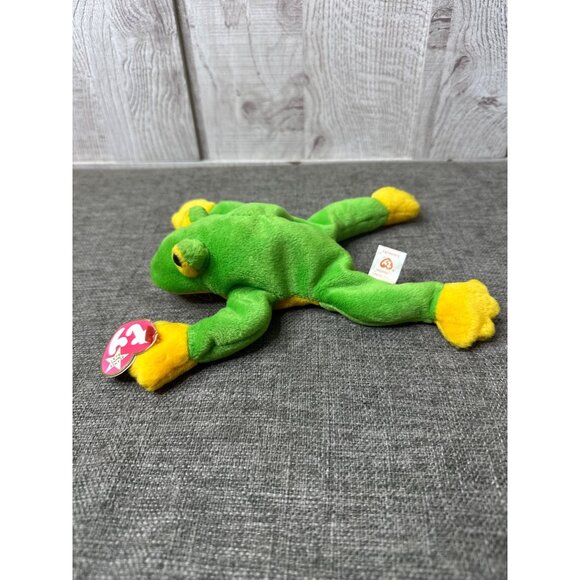 Ty Beanie Babies Smoochy Frog Plush Green & Yellow 1997 Rare Collectible Toy - Picture 4 of 8
